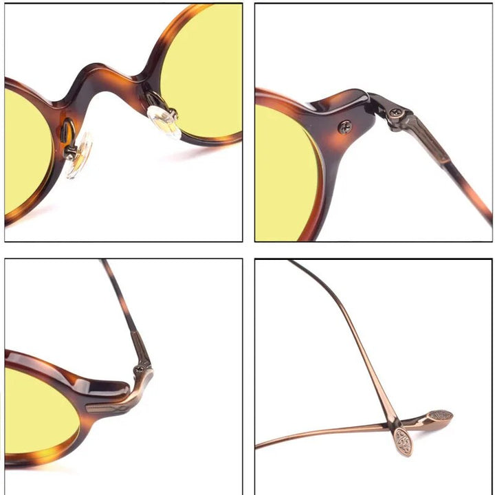 Yujo Unisex Full Rim Round Titanium Acetate Polarized Sunglasses 4128B Full Rim Yujo