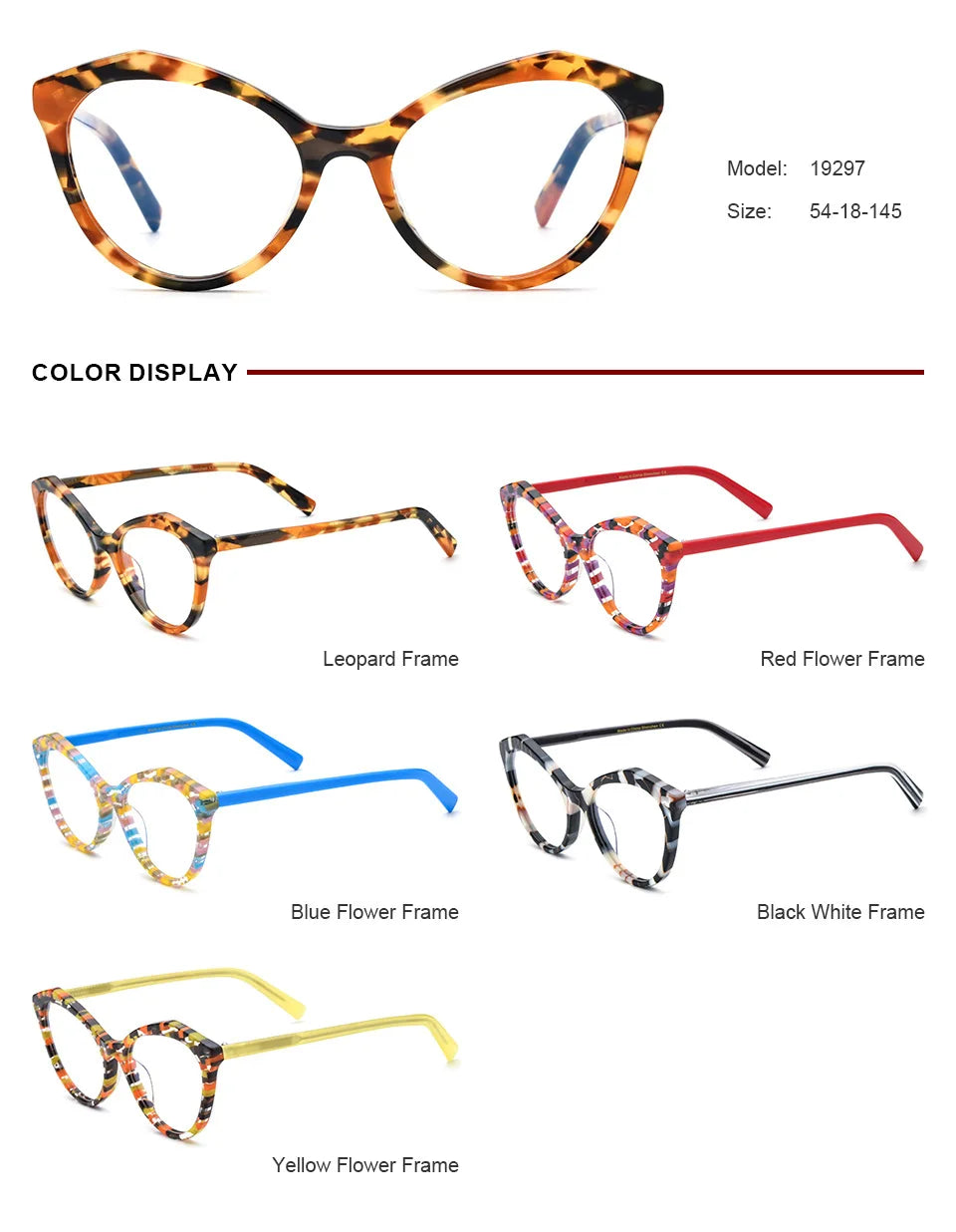 Nobler Unisex Full Rim Round Cat Eye Acetate Eyeglasses 19297 Full Rim Nobler