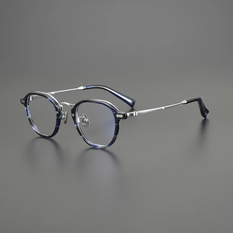 Gatenac Unisex Full Rim Big Oval Acetate Titanium Eyeglasses G1538