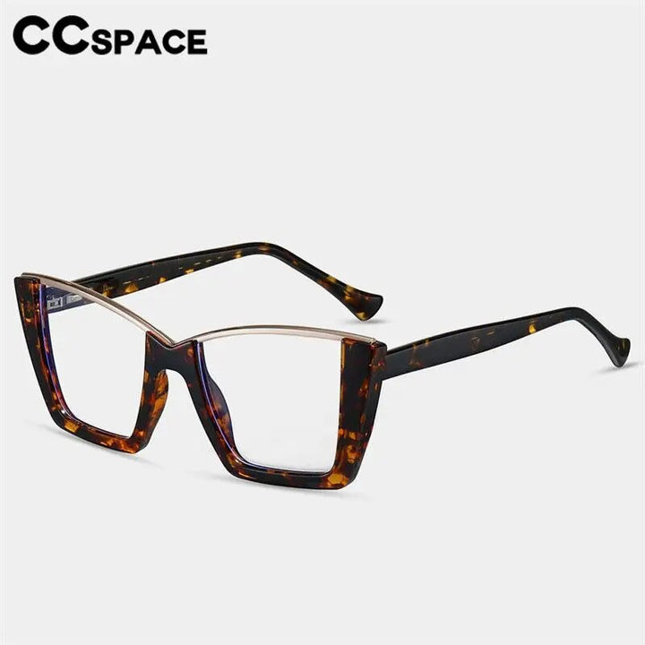 CCspace Women's Semi Rim Square Tr 90 Titanium Eyeglasses 57014 Semi Rim CCspace
