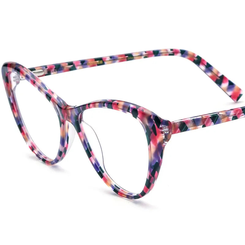 CCspace Unisex Full Rim Cat Eye Acetate Eyeglasses 56917 Full Rim CCspace C3Pink