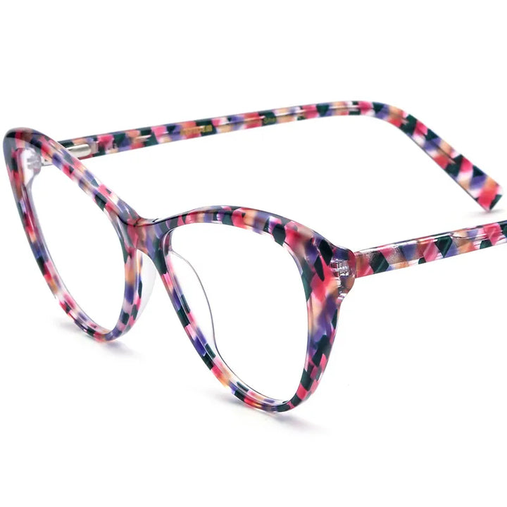 CCspace Unisex Full Rim Cat Eye Acetate Eyeglasses 56917 Full Rim CCspace C3Pink