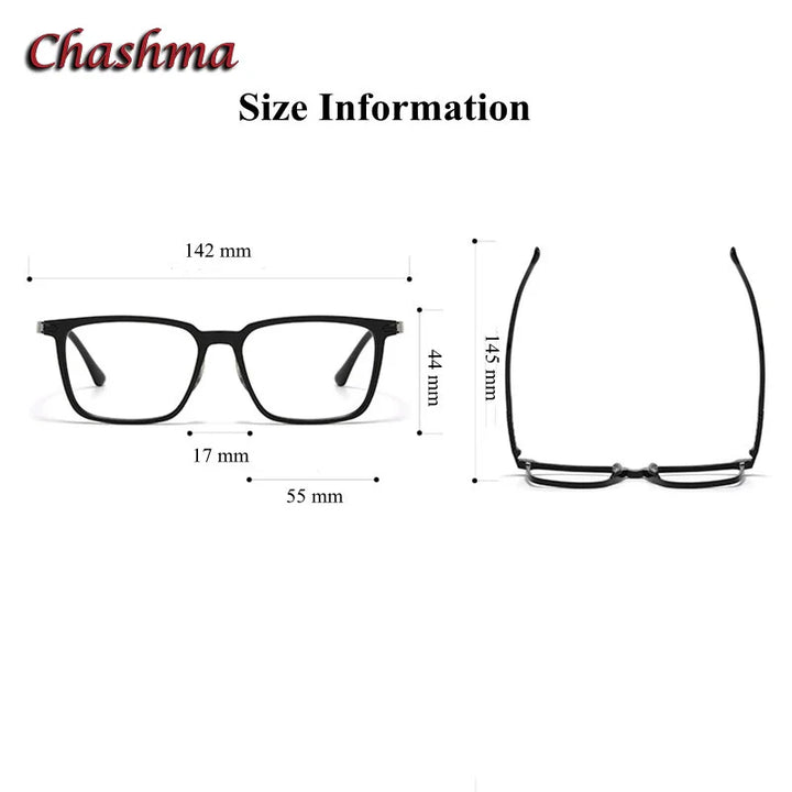 Chashma Ochki Unisex Full Rim Square Acetate Titanium Eyeglasses 29630