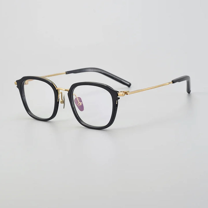 Black Mask Unisex Full Rim Square Acetate Titanium Eyeglasses 915110