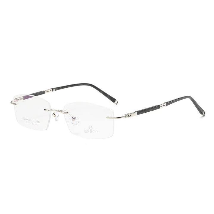 Zirosat Unisex Rimless Square Titanium Eyeglasses Y063 Rimless Zirosat silver