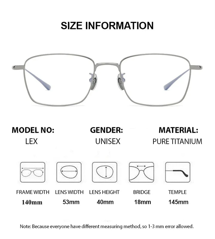 Summer Flower Men's Full Rim Polygon Square Titanium Eyeglasses 40140