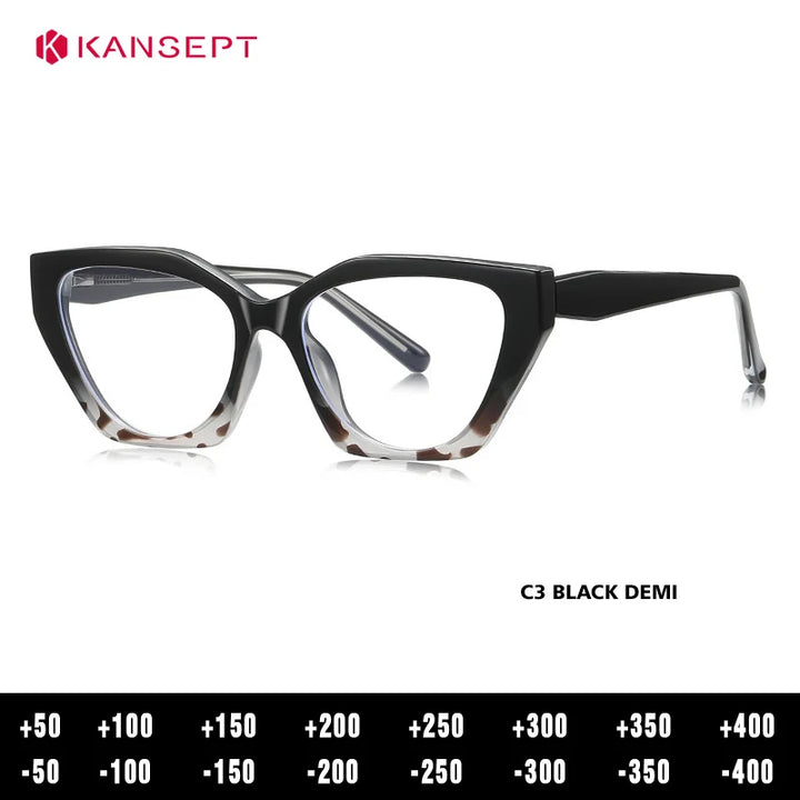 Kansept Women's Full Rim Cat Eye Tr 90 Alloy Reading Glasses 62036
