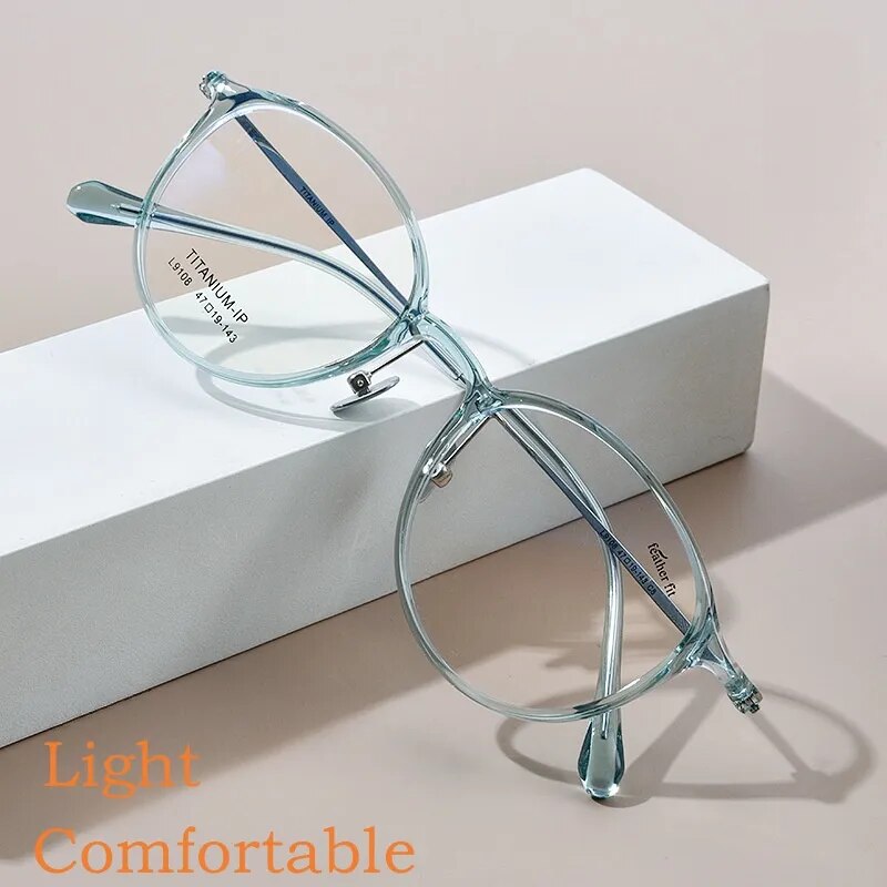 Yimaruili Unisex Full Rim Round Tr 90 Titanium Eyeglasses 7g L9108y Full Rim Yimaruili Eyeglasses
