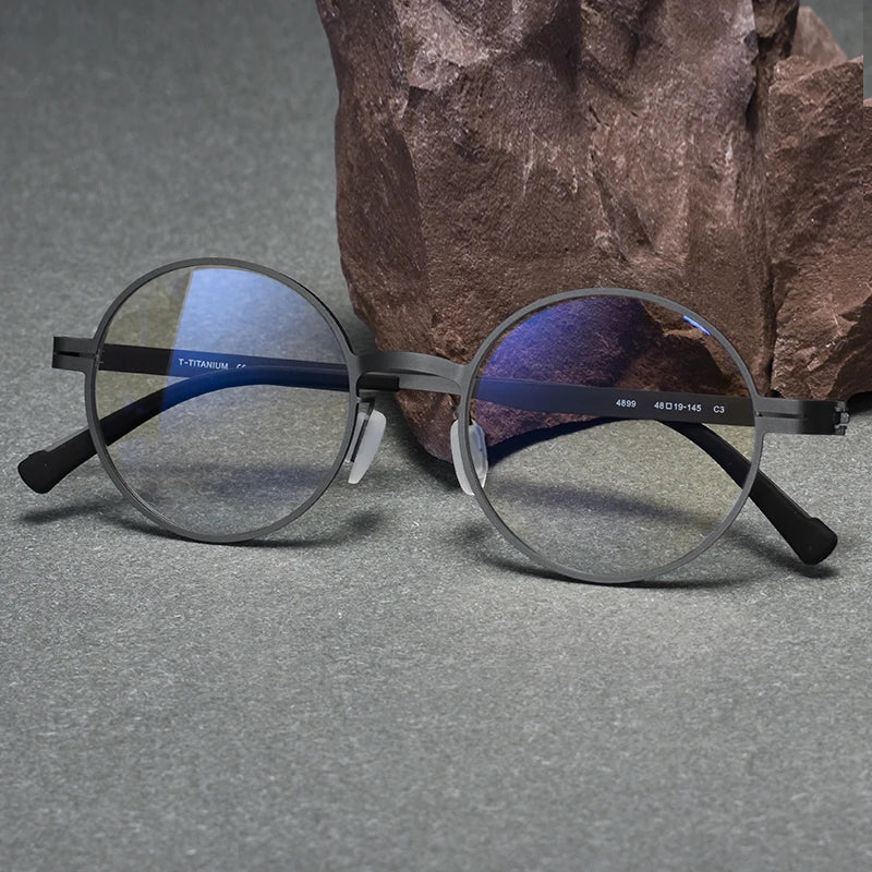 Black Mask Women's Full Rim Round Titanium Eyeglasses S80996 Full Rim Black Mask Matte Grey