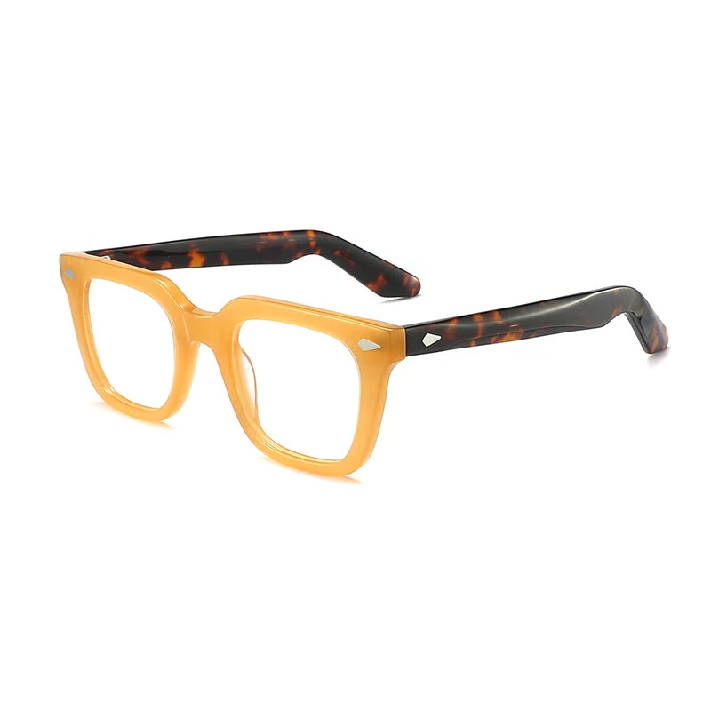 Gatenac Unisex Full Rim Brow Line Square Acetate Eyeglasses Gxyj1531 Full Rim Gatenac Orange