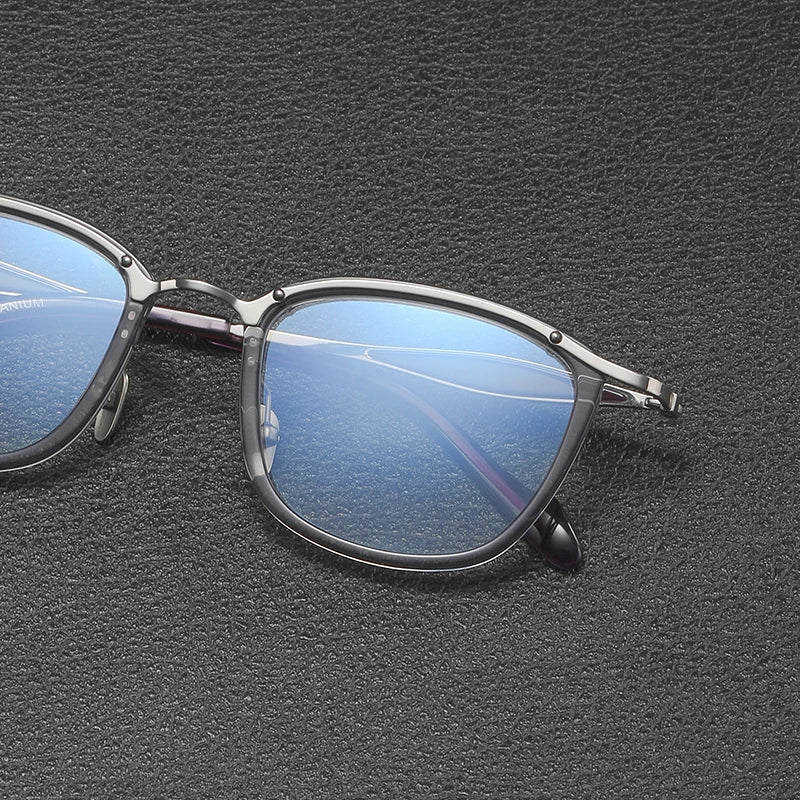 Gatenac Unisex Full Rim Square Acetate Titanium Eyeglasses Gxyj1157 Full Rim Gatenac