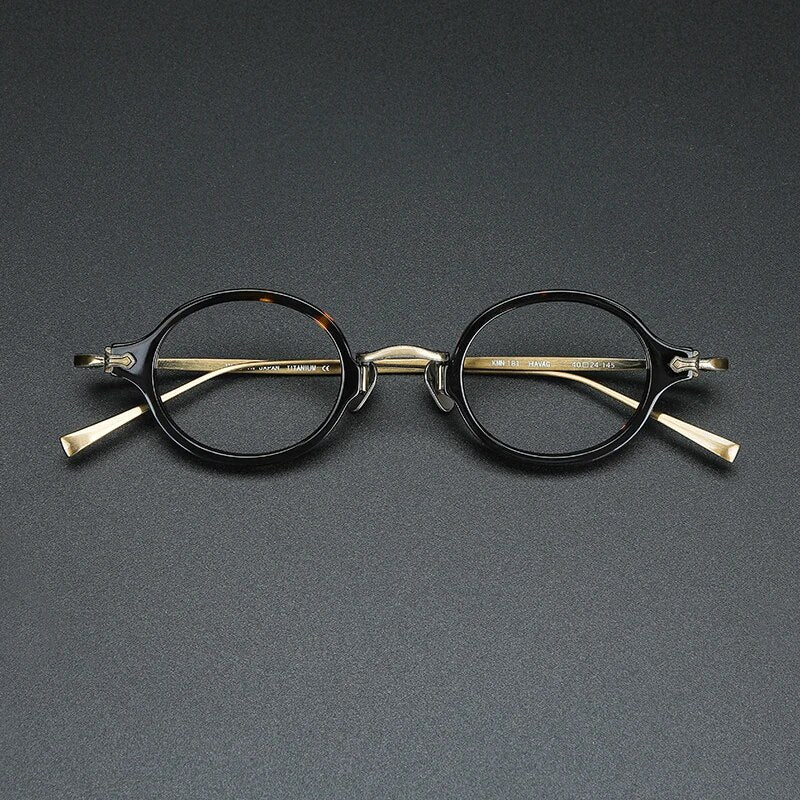 Gatenac Unisex Full Rim Round Small Acetate Titanium Eyeglasses Gxyj890 Full Rim Gatenac Small Dark Turtle