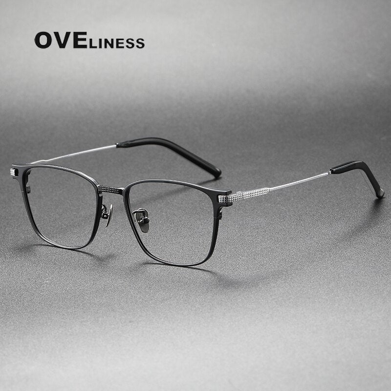 Oveliness Unisex Full Rim Square Titanium Eyeglasses 390 Full Rim Oveliness black silver