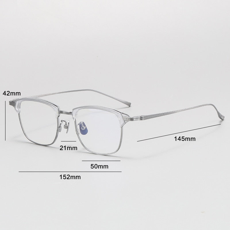 Gatenac Unisex Full Rim Square Acetate Titanium Eyeglasses Gxyj1072 Full Rim Gatenac