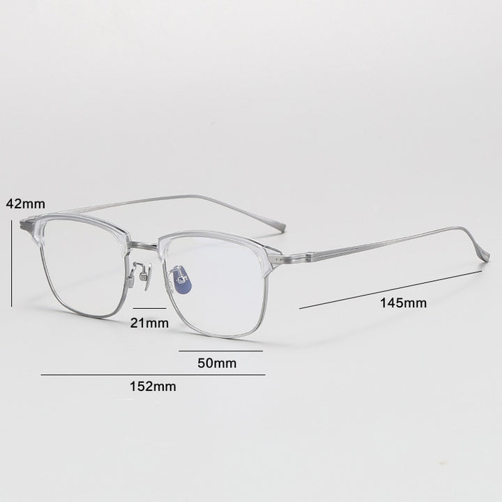 Gatenac Unisex Full Rim Square Acetate Titanium Eyeglasses Gxyj1072 Full Rim Gatenac