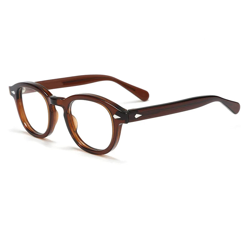 Hdcrafter Unisex Full Rim Oval Square Acetate Eyeglasses 3 Sizes 80122 Full Rim Hdcrafter Eyeglasses Brown-46MM