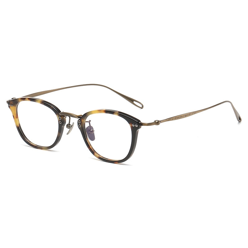 Gatenac Unisex Full Rim Square Titanium Acetate Eyeglasses Gxyj1091 Full Rim Gatenac Tortoiseshell Bronze