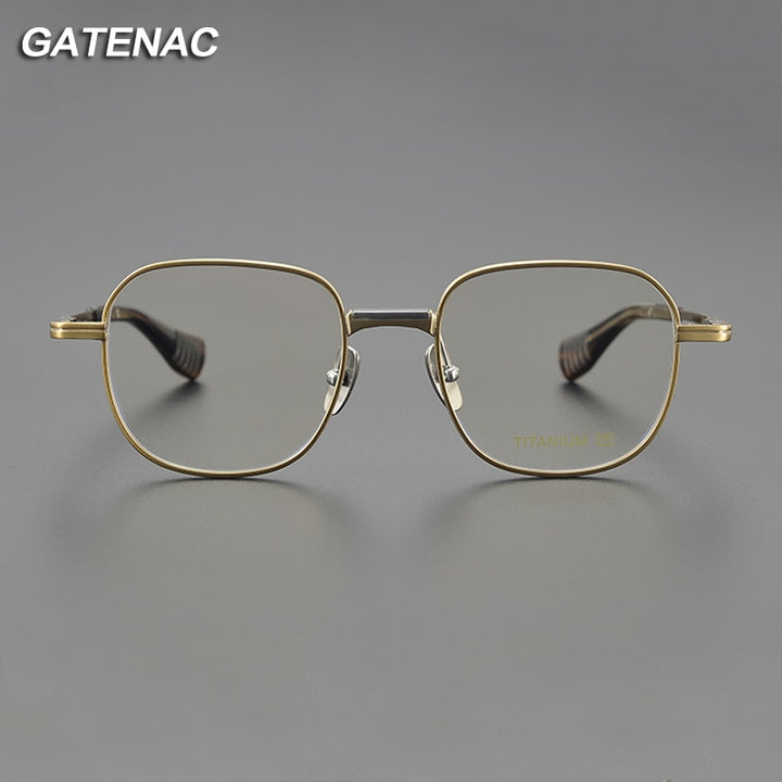 Gatenac Unisex Full Rim Square Titanium Eyeglasses Gxyj1086 Full Rim Gatenac