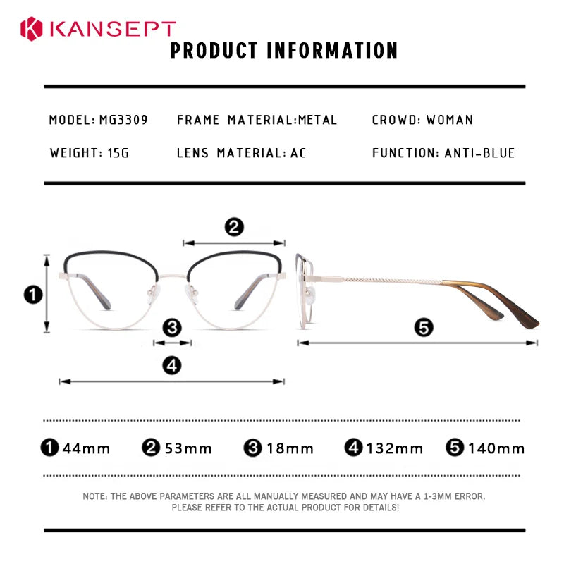 Kansept Women's Full Rim Oval Cat Eye Alloy Reading Glasses 53309