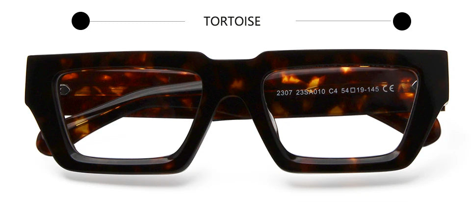Esnbie Unisex Full Rim Square Thick Acetate Eyeglasses 23010