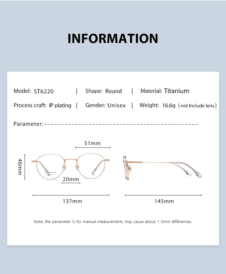 Vicky Unisex Full Rim Round Titanium Reading Glasses St6220 Reading Glasses Vicky