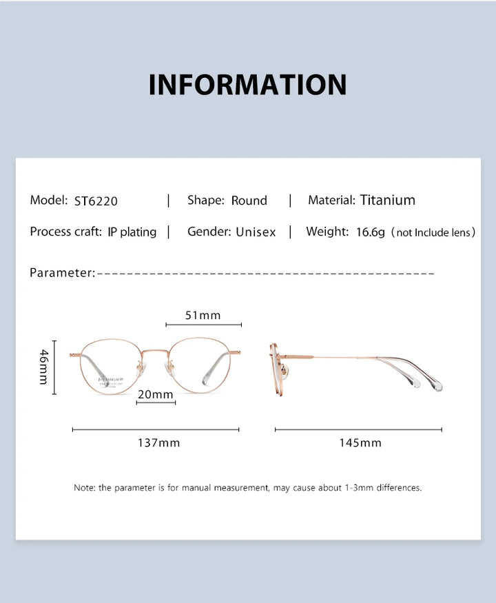 Vicky Unisex Full Rim Round Titanium Reading Glasses St6220 Reading Glasses Vicky