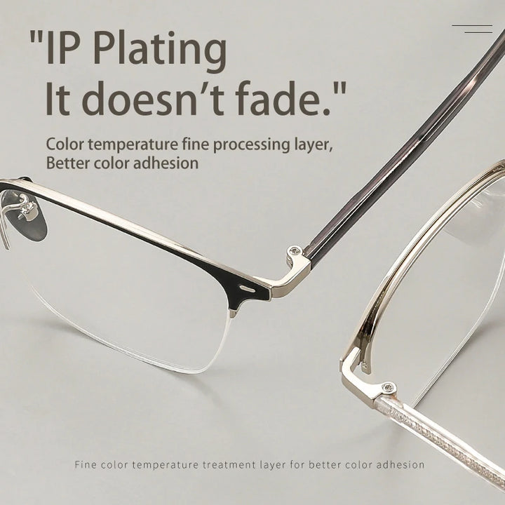Vicky Unisex Semi Rim Square Aluminum Alloy Reading Glasses 44888 Reading Glasses Vicky