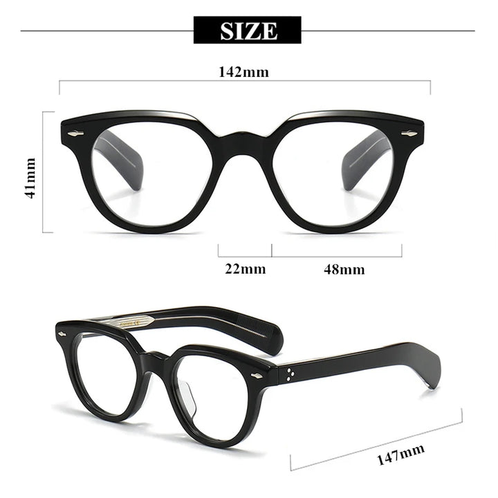 Black Mask Unisex Full Rim Irregular Oval Acetate Eyeglasses 2241 Full Rim Black Mask