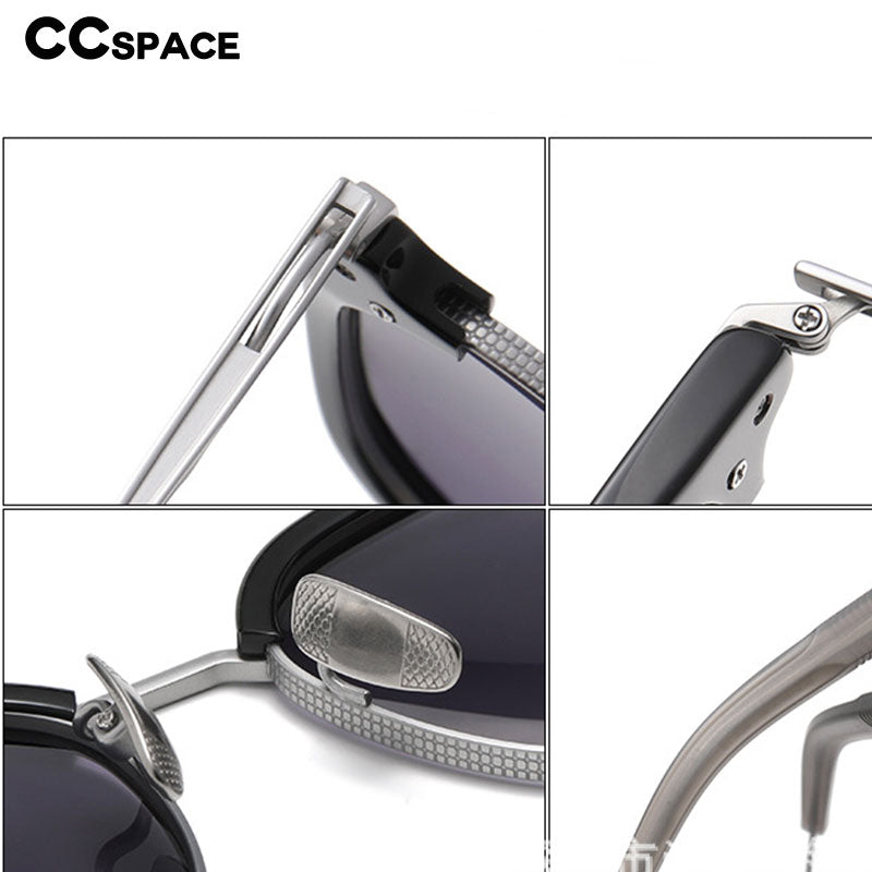 CCspace Men's Full Rim Square Titanium Acetate Polarized Sunglasses 56249 Sunglasses CCspace Sunglasses