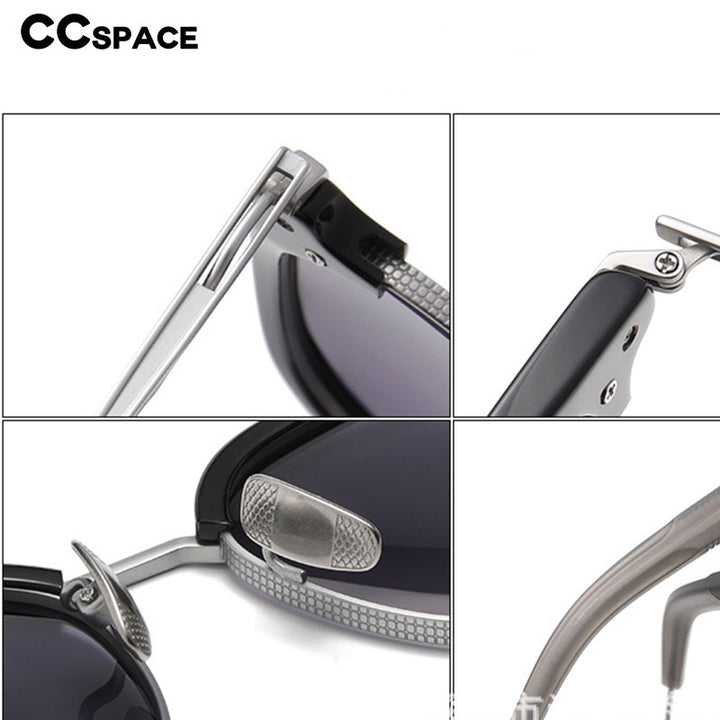 CCspace Men's Full Rim Square Titanium Acetate Polarized Sunglasses 56249 Sunglasses CCspace Sunglasses