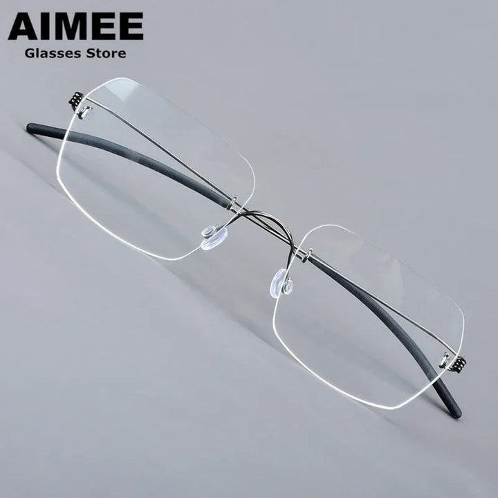 Aimee Women's Rimless Square Screwless Titanium Eyeglasses 62539