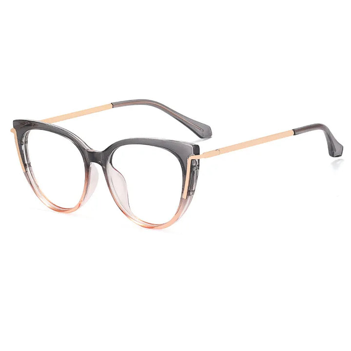 CCspace Women's Full Rim Cat Eye Tr 90 Titanium Eyeglasses 56963 Full Rim CCspace C1TeaGrey