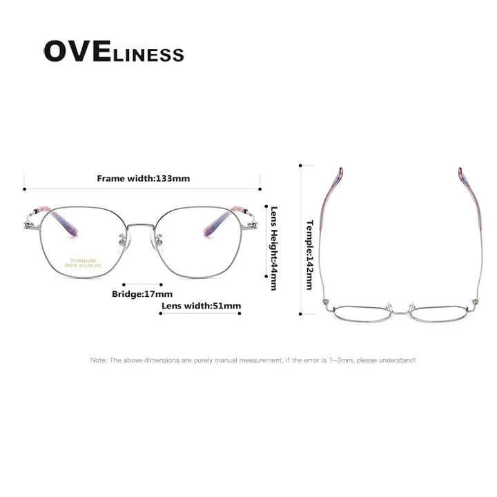 Oveliness Women's Full Rim Polygon Oval Titanium Eyeglasses 6016 Full Rim Oveliness