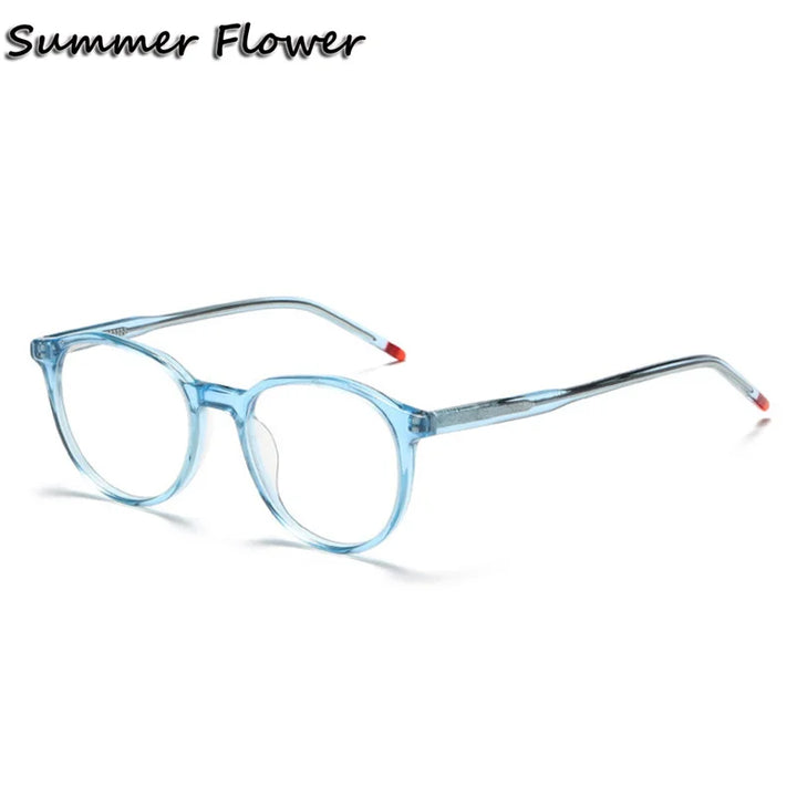 Summer Flower Women's Full Rim Round Acetate Eyeglasses 81010 Full Rim Summer Flower C7
