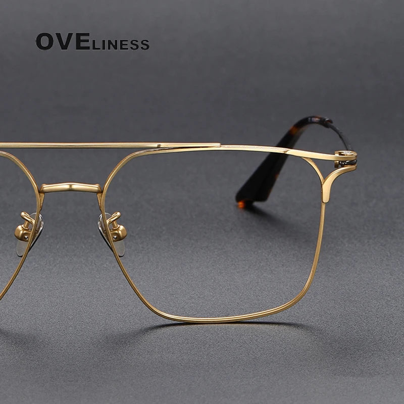 Oveliness Unisex Full Rim Square Double Bridge Titanium Eyeglasses 81000 Full Rim Oveliness