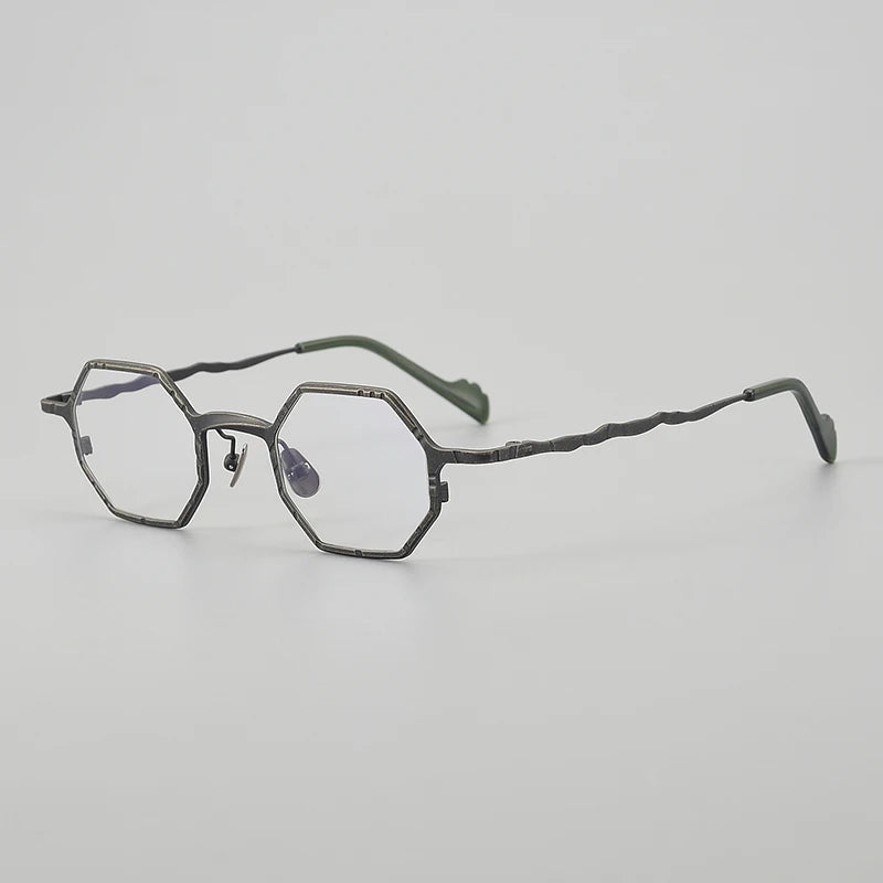Muzz Unisex Full Rim Small Flat Top Polygon Titanium Eyeglasses 44208 Full Rim Muzz C2