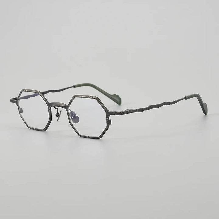 Muzz Unisex Full Rim Small Flat Top Polygon Titanium Eyeglasses 44208 Full Rim Muzz C2