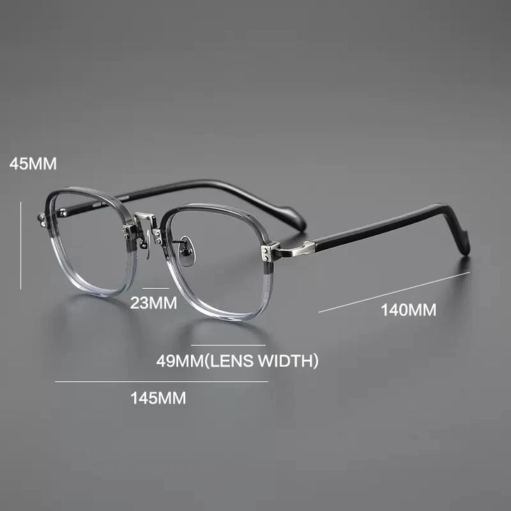 Gatenac Unisex Full Rim Square Acetate Titanium Eyeglasses Gxyj1217 Full Rim Gatenac