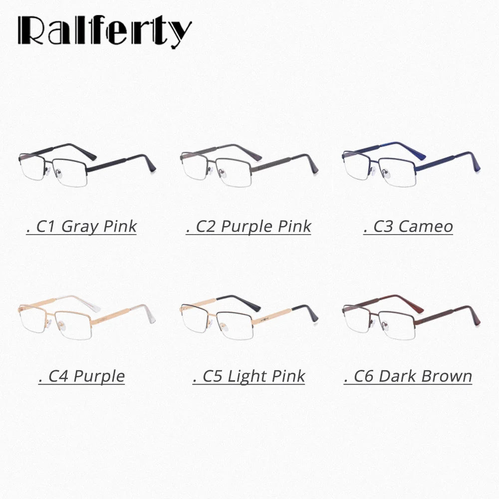 Ralferty Men's Semi Rim Square Alloy Eyeglasses L913 Semi Rim Ralferty