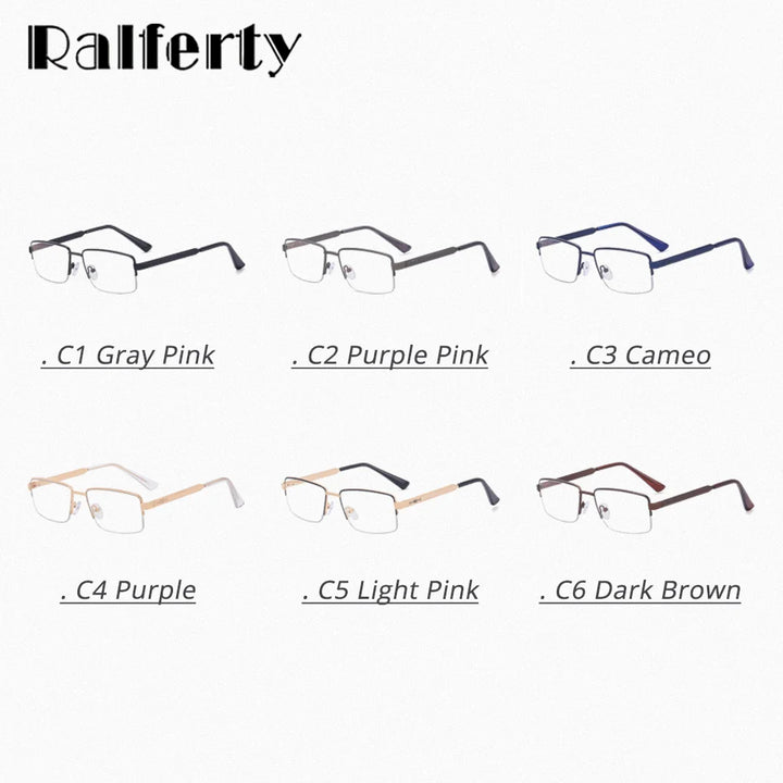 Ralferty Men's Semi Rim Square Alloy Eyeglasses L913 Semi Rim Ralferty