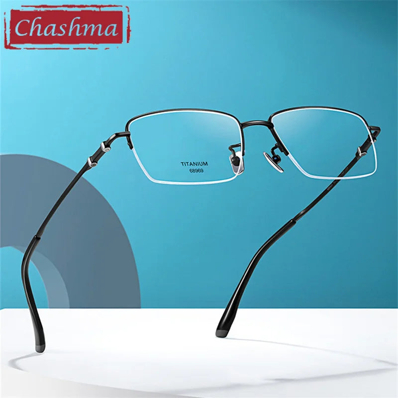 Chashma Ottica Unisex Semi Rim Square Titanium Eyeglasses 468969