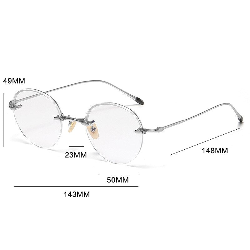 Gatenac Unisex Rimless Round Titanium Eyeglasses Gxyj1038 Rimless Gatenac