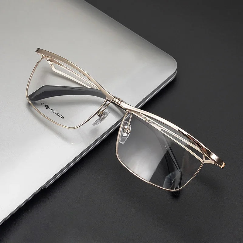 Aror Unisex Full Rim Square Titanium Flip Up Eyeglasses 19488