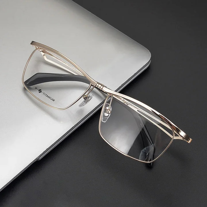 Aror Unisex Full Rim Square Titanium Flip Up Eyeglasses 19488
