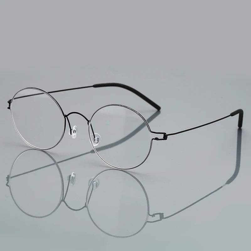 Black Mask Women's Full Rim Round Screwless Titanium Eyeglasses 76602