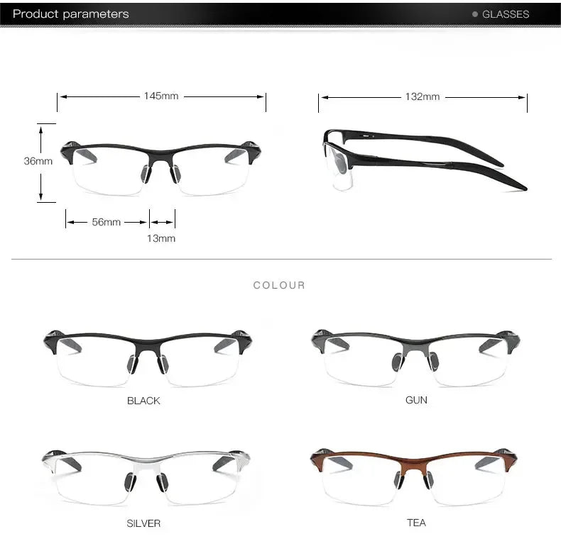 Handoer Unisex Semi Rim Rectangle Titanium Alloy Eyeglasses 8177 Semi Rim Handoer
