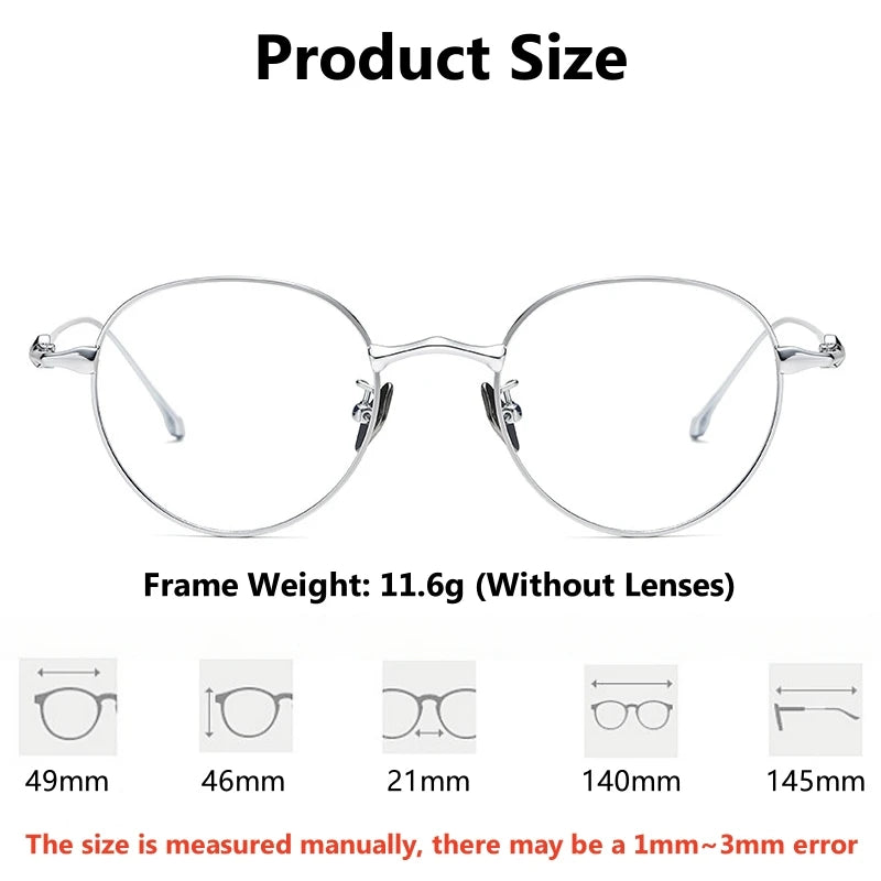 Yimaruili Unisex Full Rim Round Titanium Eyegalsses 614701