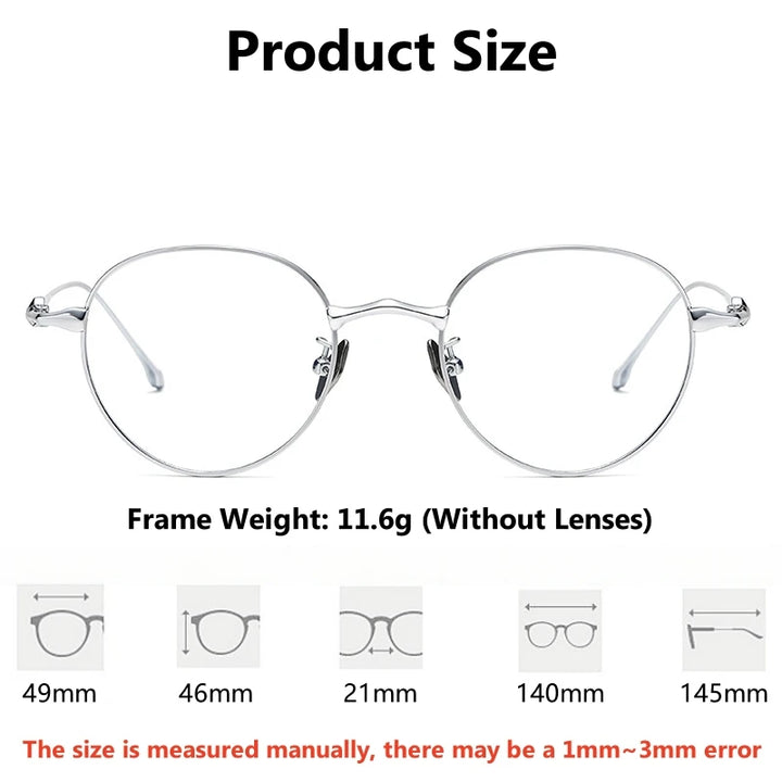 Yimaruili Unisex Full Rim Round Titanium Eyegalsses 614701