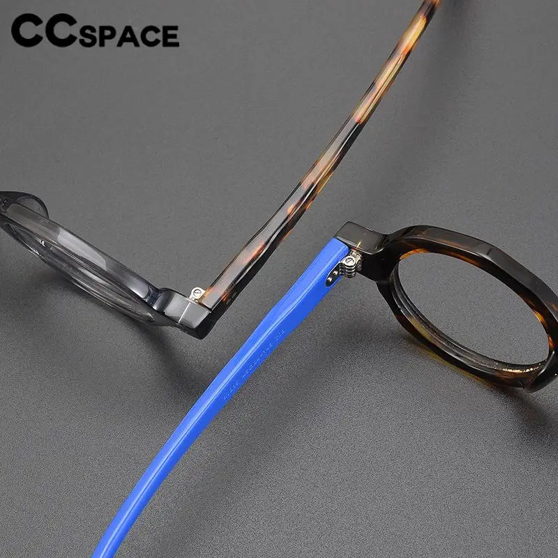 CCspace Unisex Full Rim Large Round Acetate Eyeglasses 57333 Full Rim CCspace