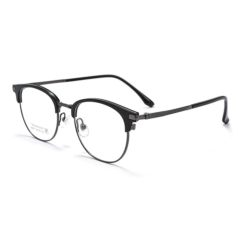 Bclear Unisex Full Rim Round Alloy Eyeglasses Clip On Polarized Sunglasses 9820 With Clip Ons Bclear